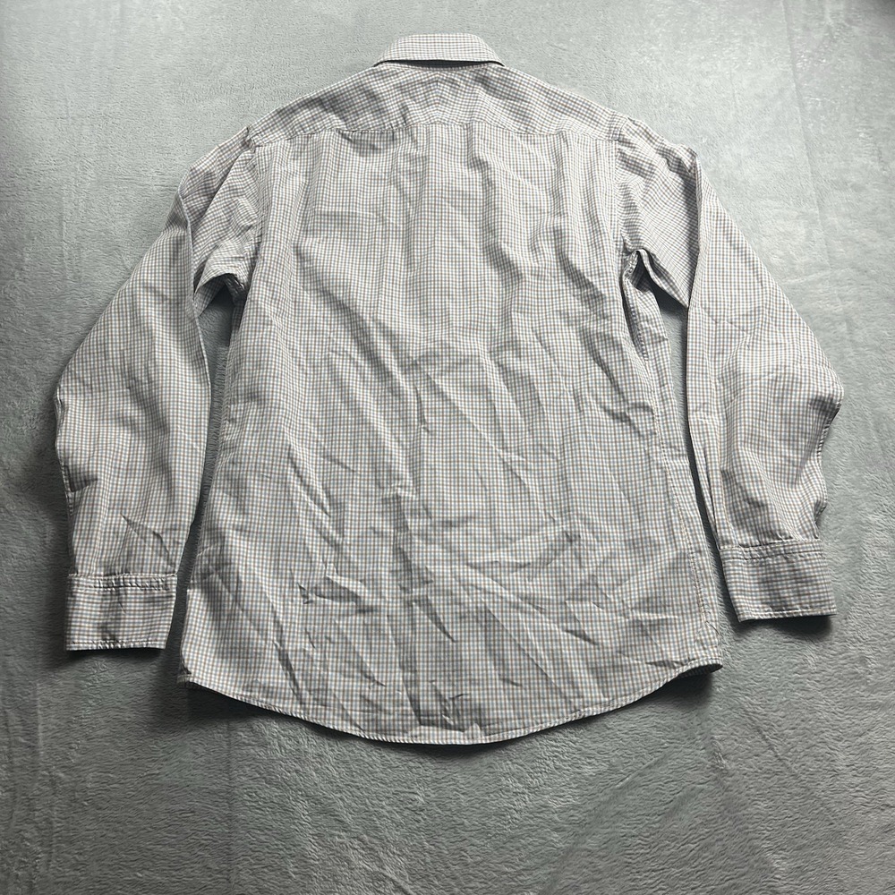 Spier Mackay Men Shirt 35.5 Blue Orange Check Button Up Long Sleeve Slim Fit - Picture 7 of 8
